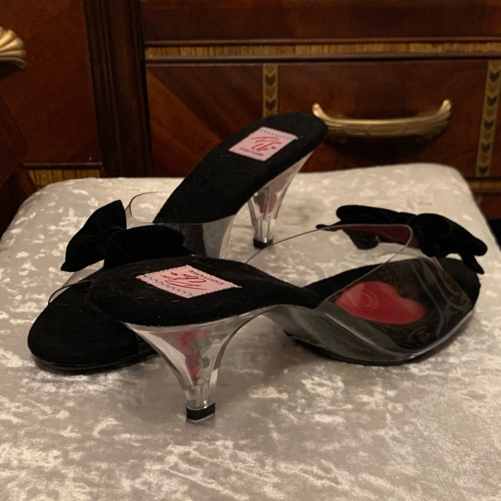 Pinup Couture Mules Kitten Heel Lucite Heels Mules
